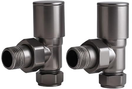 Milano Gunmetal Grey Angled Heated Towel Rail Radiator Valves