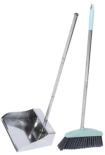 Didiseaon Garbage Broom Heavy Duty Broom Dustpan Kit Long Handle Floor Cleaning Tools for Indoor Outdoor