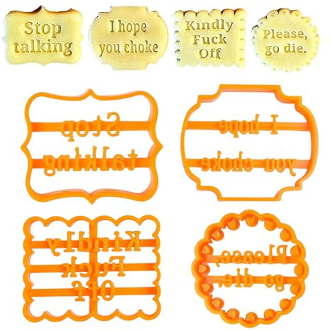 4 Pièces Emporte Pièce, Emporte Piece Personnalisé, Cookie Die Prank avec Bénédictions Cookie Die avec Lettrage, Emporte pièce enfants, pour Biscuit, Pâtisserie, Fondant, Décoration de Gâteau