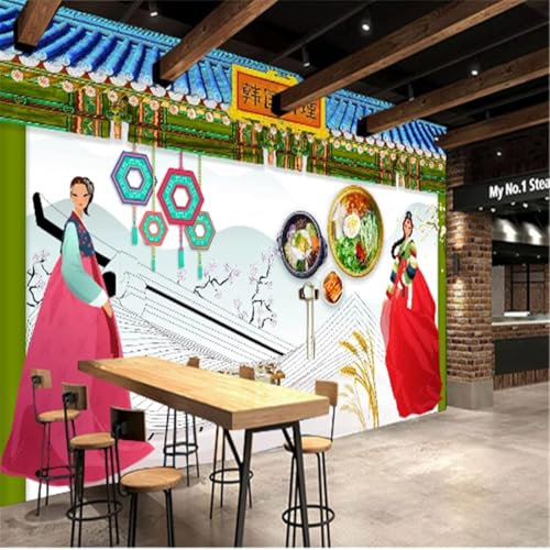 Alimentation Architecture Femmes Papier Peint 3D Intissé Bureau Salon Canapé Chambre Fond Décoration Murale-430cm×300cm