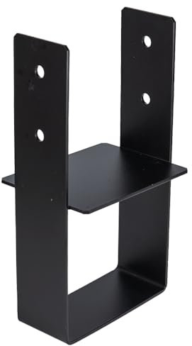 Heavy-Duty Black Powder Coated Pergola Concrete-in Post Support - Fence Post Concrete-In Ground Anchor - Wooden Post Concrete-in Foot Base (150mm - 6)