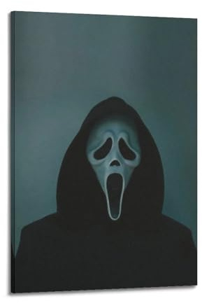 IIWERUW Poster mit Geistergesicht, Leinwand, ästhetisches Cover, Poster, Vintage-Musik und Filme, dekoratives Gemälde für Wohnzimmer, Schlafzimmer, 20 x 30 cm, Rahmenstil