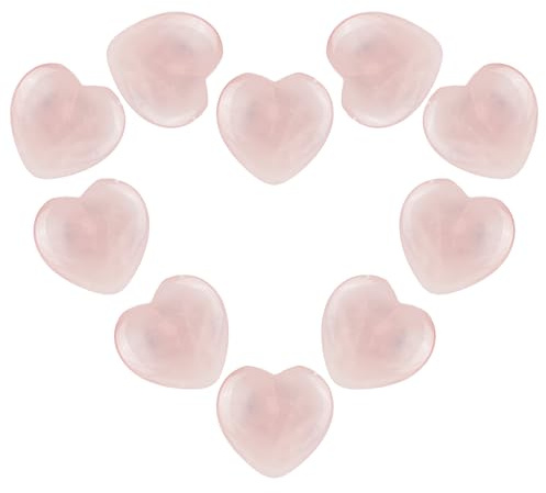 AstraGlam 10 pièces de Quartz Rose en Forme de cœur – Pierres Porte-Bonheur Artisanales pour la méditation, l'équilibre énergétique, l'équilibre des Chakras, Le Soin de soi et la Croissance