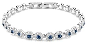 Swarovski Una Angelic Tennis bracelet, Round cut, Blue, Rhodium plated