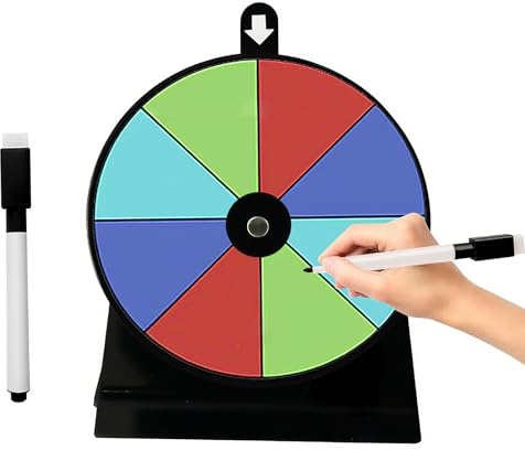 OYIWINMI Glücksrad zum Drehen 15cm Glücksrad zum Selbstgestalten mit Markierstift und Radiergummi mit Ständer für Karneval Verkaufsförderung Tischspiele Messen
