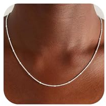 SLOONG 1.2mm Breit 925 Silber Over Satellitenkette Damen 41/46/51/56CM | Silberkette Perlen Halskette Damen 925 Ohne Anhänger Jewelry Schmuck Geschenke für Frauen Freundin Mama