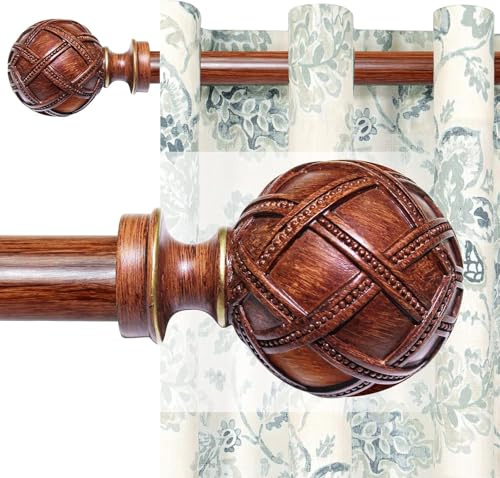Ycolnaefllr Rosewood Curtain Rod, Adjustable Heavy Duty 91-305cm | Rosewood curtain rod set, 25mm. Sturdy steel, adjustable length. Decorative finials. Perfect living room, bedroom.