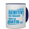 printplanet Tasse mit Spruch: GENITIV ins Wasser, Weil es DATIV ist! - Kaffeebecher, Mug, Becher, Kaffeetasse - Farbe Blau