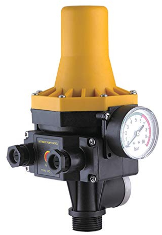 Pumpensteuerung Druckschalter mit Manometer Druckwächter einstellbar Automatic-Controller Durchflusswächter unverkabelt für Hauswasserwerk Pumpe Brunnenpumpe Kreiselpumpe Tauchpumpe Tiefbrunnenpumpe