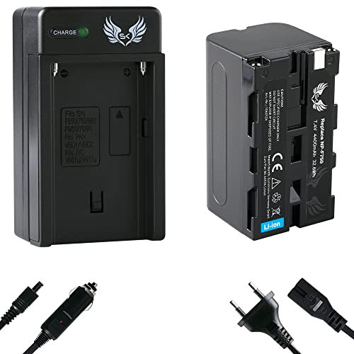 SK Akku Ersatz für Sony NP-F750 |- 4400mAh -| + Charger für Sony Akku NP-F550 NP-F960 NP-F970 NP-F980 // Blitzgeräte Videoleuchten Fieldmonitore