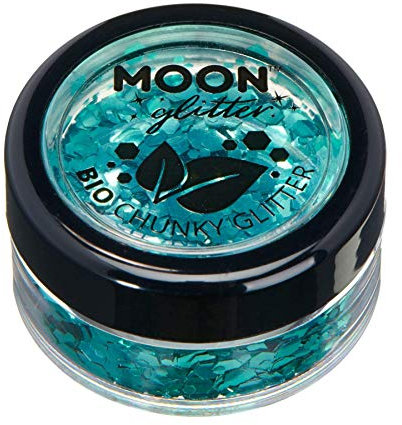 Eco Chunky Glitter de Moon Glitter biodégradable - 100% Cosmétique Bio Glitter pour visage, corps, ongles, cheveux et lèvres - 3g - Turquoise