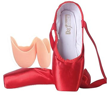 Daydance Ballettschuhe für Mädchen und Damen, Band-Ballerinas mit Zehenpolstern, Rot/Ausflug, einfarbig (Getaway Solids), 40.5 EU