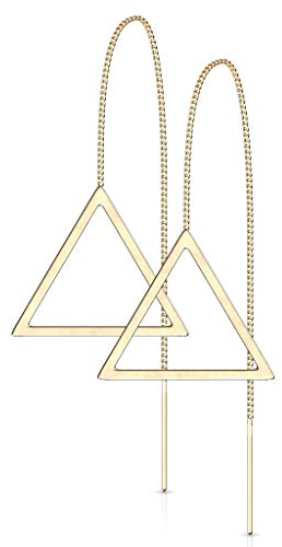 beyoutifulthings 1 Paar Damen Ohrring Durchzieher Anhänger Offenes Dreieck Ohr-ringe Ohr-stecker Ohring Chirurgenstahl Gold