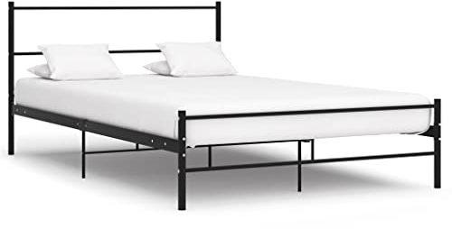 vidaXL Bettgestell Zeitloses Design Metallbett Bett Schlafzimmerbett Doppelbett Schlafzimmermöbel Ehebett Bettrahmen Schwarz Metall 120x200cm