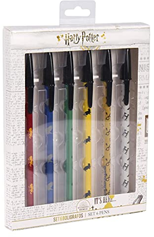 CERDÁ LIFE'S LITTLE MOMENTS, Set de Bolígrafos de Color Negro de Harry Potter-Licencia Oficial de Warner Bros unisex-adult, Multicolor, 6 Unidad (Paquete de 1)