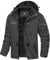 GEMYSE Herren Berg-Skijacke Wasserdicht Winddicht mit Kapuze Fleece Outdoor Winterjacke (Eisen Grau,L)