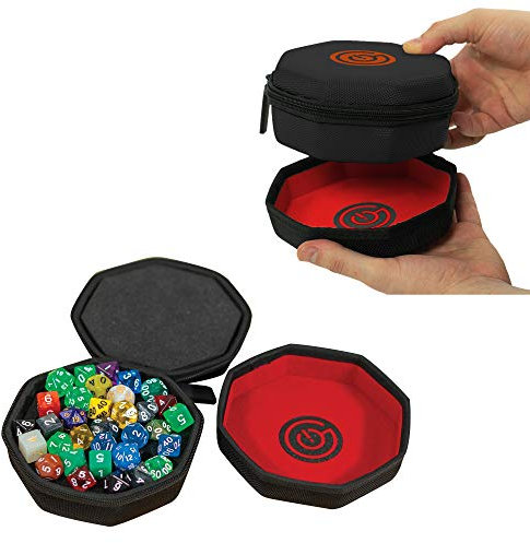 GeekOn Protective Dice Case with Foam Padding and Nesting Felt Dice Tray for Board Games and RPGs - Holds up to 75 dice! (Black)
