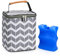 BABEYER Insulated Baby Bottle Bag with Ice Pack Included, Fits 4 Large Baby Bottles (up to 270ml), Grey-Wave