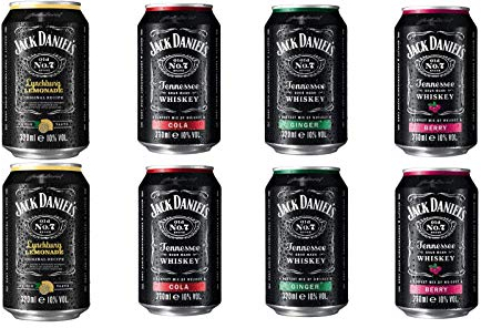 8 Dosen a 0,33l Jack Daniels 4 Sorten Mix 10% Vol. inc. 2€ EINWEG Pfand
