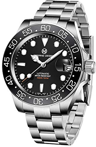 PAGRNE DESIGN Uhren Herren Automatik Elegant Business Sports Mechanisch Armbanduhr Herren Saphirglas Wasserdicht 100M Edelstahl Taucheruhren