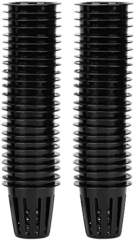 Maceta de Vivero Hidropónica con Malla Ranurada - 50 Unidades, Taza de Plástico para Cultivo de Plantas en Interior/Exterior, Cesta Aeropónica con Diseño de Drenaje Optimizado y Orificio de Colgado