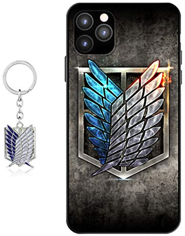 Staremeplz Hülle für iPhone 11 Pro Anime Handyhülle [Mit Angriff auf Titan Schlüsselbund] Cartoons Silikon Sanft Bumper Case Hülle für iPhone 11 Pro