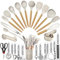 BESTZMWK Juego de utensilios de cocina, 35 piezas, silicona resistente al calor y madera, antiadherentes