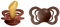 BIBS Couture Schnuller 2er-Pack, BPA-frei, Kiefergerechte Form. Naturkautschuk/Latex, Hergestellt in Dänemark. 6-18 Monate (2er Pack), Rust/Mocha