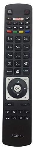 Riry Universalfernbedienung Telefunken RC5118 für Fernbedienung Telefunken Fernseher Digihome/Alba/Polaroid/FINLUX/Bush/Hitachi/Smart TV mit Net und YTb – Keine Einrichtung erforderlich