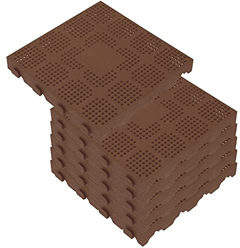 Paquet de 6 carreaux en plastique pour sol extérieur en nid d`abeille de 39x39x4,8 cm. Zone totale de 0,9m² Combi - Collection Brown