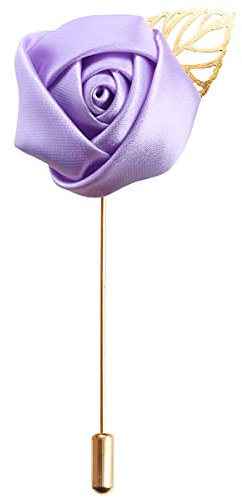HAOSHICS Künstliche Rosen-Anstecknadeln, Anstecknadel für Bräutigam, Anstecknadel, Blumenknöpfe, Herrenanzug, Korsagen für Hochzeit, Party, Jubiläum, Bühnenaufführung, Kostümdekoration (Hellviolett)