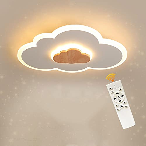 Lichtsse LED Deckenleuchte, Wolken Deckenlampe Holz, mit dimmbar Fernbedienung 3000K-6000K, 40cm 20W 1600LM Wolkenlampe Modern Weiß LED Deckenleuchten für Kinderzimmer Gang Schlafzimmer Wohnzimmer
