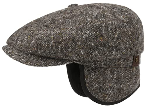Stetson Hatteras Donegal Earflaps Cap Mütze Herren Tweed-Wollcap Herbst Winter grau 59 cm