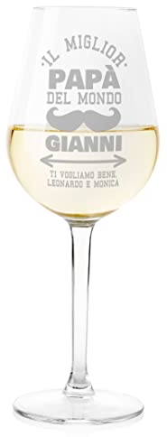 bubbleshirt Calice Vino Personalizzabile papà Festa del papà Il miglior papà del Mondo Ti Vogliamo Bene ca 500 ml