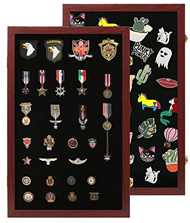 VERANI Anstecknadel-Vitrine, 16 x 25 mm, Militär-Medaillen-Display-Rahmen mit 98 % UV-Schutz, Acryl-Tür, für Strandanhänger, Schmuck, Abzeichen, Bänder, Sportnadeln