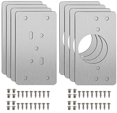 8 piezas Placa Reparación Bisagras para Armario, Placa Reparación Bisagras Acero Inoxidable, Placa Reparación Bisagra Oculta Taza 35mm Aplicable a Muebles Madera Gabinete Puerta Plegable Armario