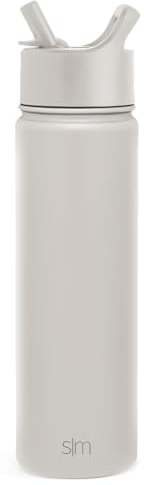 Simple Modern Trinkflasche mit Strohhalm | Wasserflasche Edelstahl Isolierte für den Sport Fitnessstudio | Summit | 650ml | Almond Birch