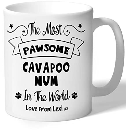 Dog Lovers Collection Cavapoo Mum Mug Personalised- Pawsome - Cavapoo Gifts (Black Print)