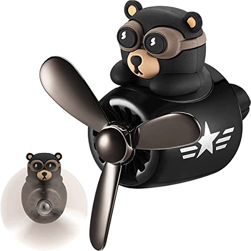 Ghopy Bear Pilot Car Air Freshener Reusable Car Vent Aroma Diffuser Car Air Outlet Scented Clip w/ Rotating Propeller Air Outlet Aromatherapy Fragrance Car Interior Decor (Bear Pilot), 3 Piece Set