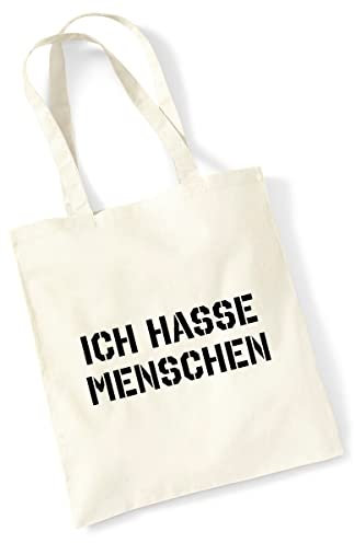Huuraa Tasche Ich hasse Menschen Geschenk 10 Liter Natural Baumwolle Ich hasse Menschen Accessoire
