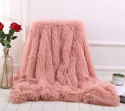 Couverture multicolore en fausse fourrure à poils longs, chaude, pelucheuse pour canapé, fauteuil, canapé et lit, parfaite pour les adultes ou les enfants