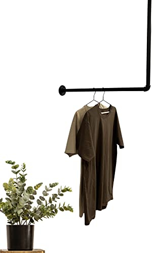 RSR Hangers Kleiderstange Garderobe Industrie Design für Ecke Wand Decke L-Form | Breite 30 cm x Höhe 50 cm | Garderobenstange | Ankleidezimmer | Schlafzimmer | Garderobe | begehbarer Kleiderschrank
