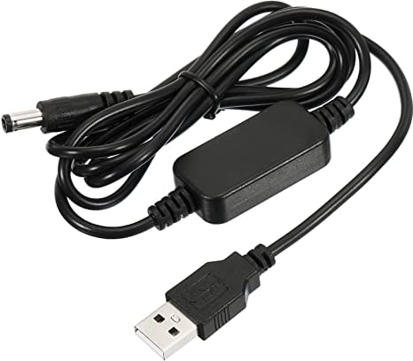 YOKIVE CC 5 V a DC 12 V USB Paso Up Voltaje Convertidor, Alimentación Cable con DC Jack 5,5mm x 2,1mm, para Enrutadores, Cámara, Coche Conducción Grabadora (Negro, 9W 2A)