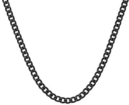 Edelstahl Panzerkette 45 cm, Modeschmuck Herren Kette Schwarz Legierungkette Schmuck Breit 5MM Hip Hop Metallkette Vintage