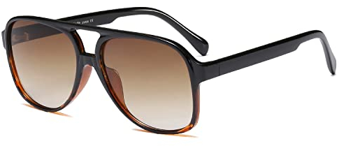 OSAGAMA Vintage Retro Sonnenbrille Gelb Getönte Brille für Damen Herren (Schwarz Leopard)