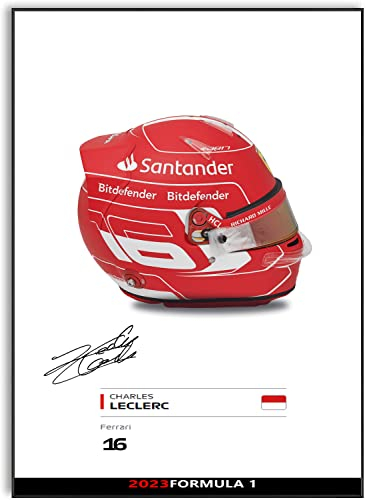 Charles Leclerc Racing Driver 2023 Helm signiertes Poster A4