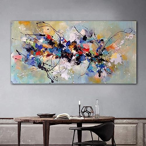 MHLCMG Abstrait Coloré Affiche Moderne Toile Tableau Art Peintures Decoration Murale pour Salon Chambre Tableau Decoration, sans Cadre (65X130CM)