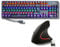 Eaxus® USB Tastatur und Maus Set - Mechanische Gaming Tastatur LED Gaming Keyboard mit Blue Switches + Ergonon Vertikale Maus kabellos