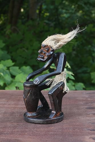 G6 Collection Handgefertigte hölzerne primitive Tribal lustige Statue Skulptur Tiki-Bar handgefertigtes einzigartiges Geschenk Heimdekoration Akzent Figur Dekoration Kunstwerk handgeschnitzt (spielt