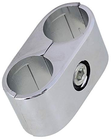 Silver 67 x 31mm Aluminum Display Rack Clamp Fittings Scaffold Composite Dual Tube Connector